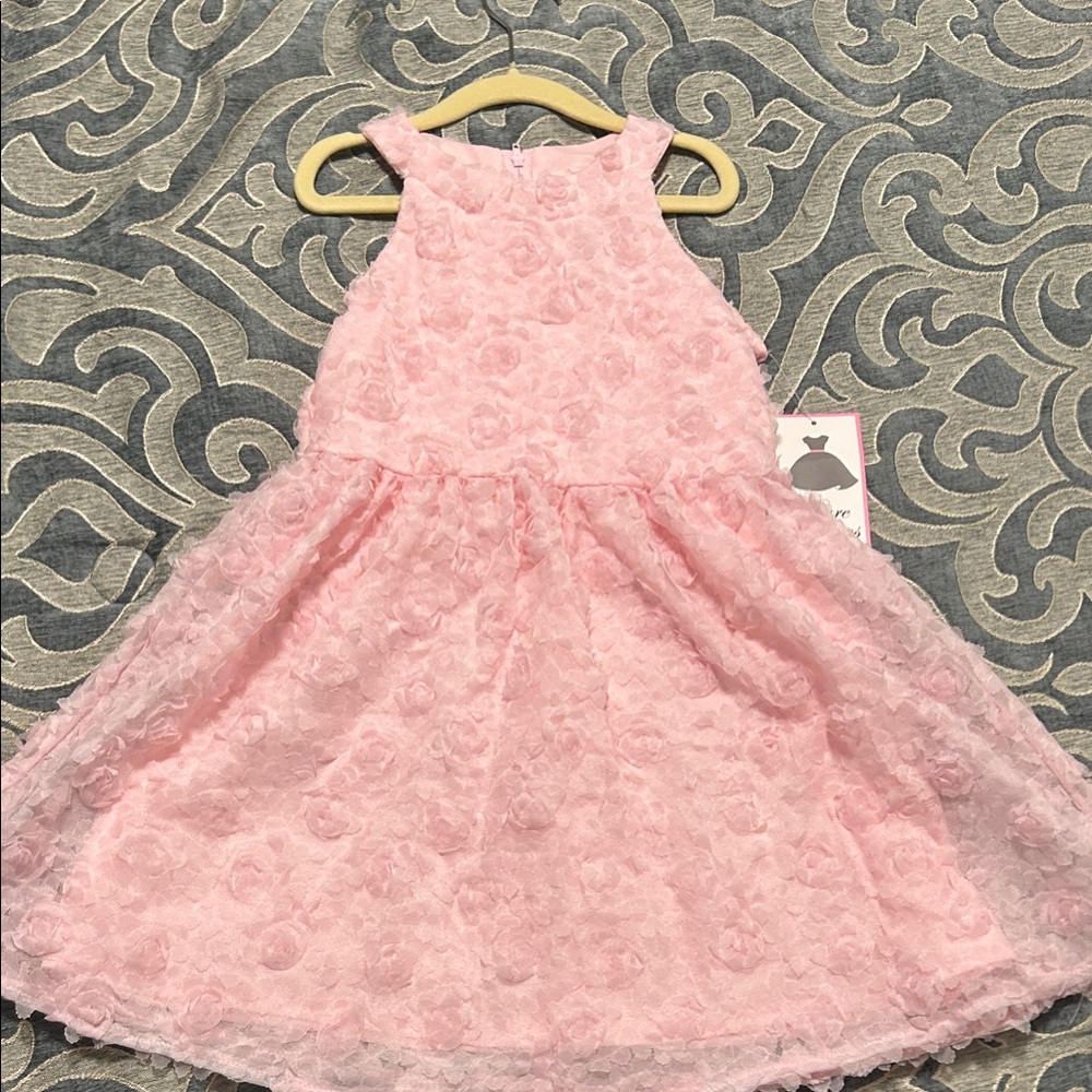Rare Editions Pink Textured Kids Dress